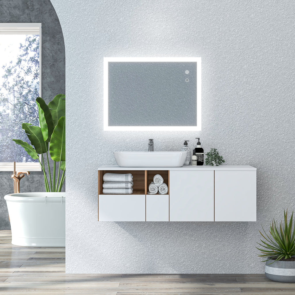 Kleankin Bathroom Mirror Led anti -expulsion with 3 colors and adjustable brightness, in metal and glass, 80x60x3 cm - Borgè