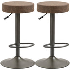 Set 2 swivel bar stools with residential footrests and height, 35x36x64-85cm, brown - Borgè
