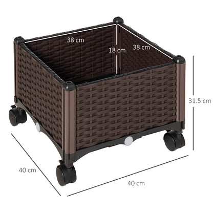 Outsunny outdoor plastic florker with 4 wheels and self-irrigating disk, 40x40x31.5cm - Borgè