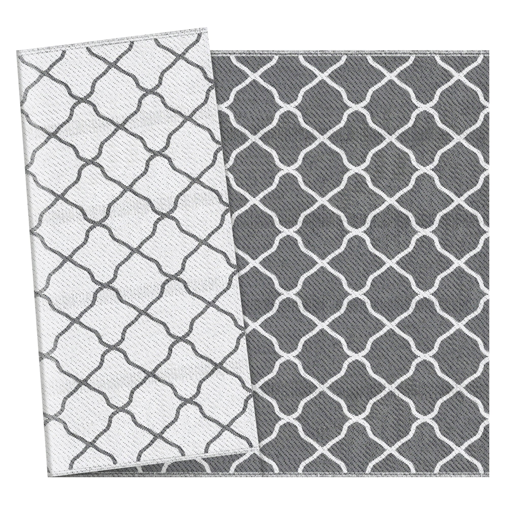 Outsunny outdoor carpet 182x274 cm folding and reversible, in gray and white polypropylene - Borgè