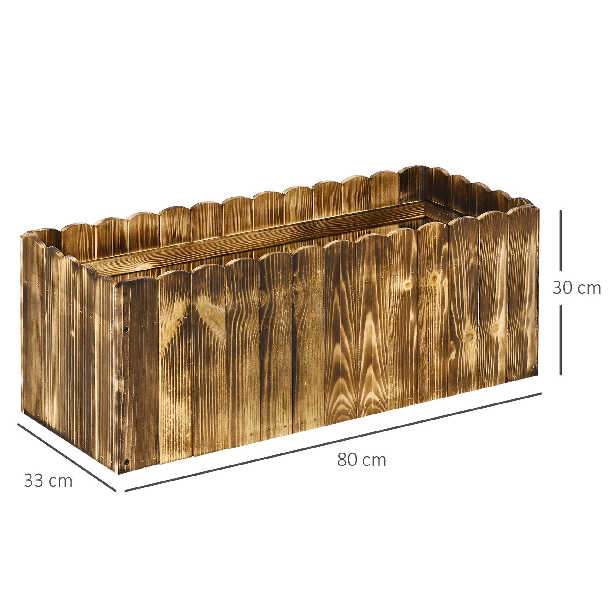 Outsunny rectangular pitches for fir wood plants, 80x33x30cm - Borgè