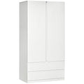 Wardrobe Wardrobe in white chipboard with hangers and 2 sliding drawers for bedrooms, 100x60x200 cm - Borgè