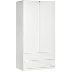Wardrobe Wardrobe in white chipboard with hangers and 2 sliding drawers for bedrooms, 100x60x200 cm - Borgè