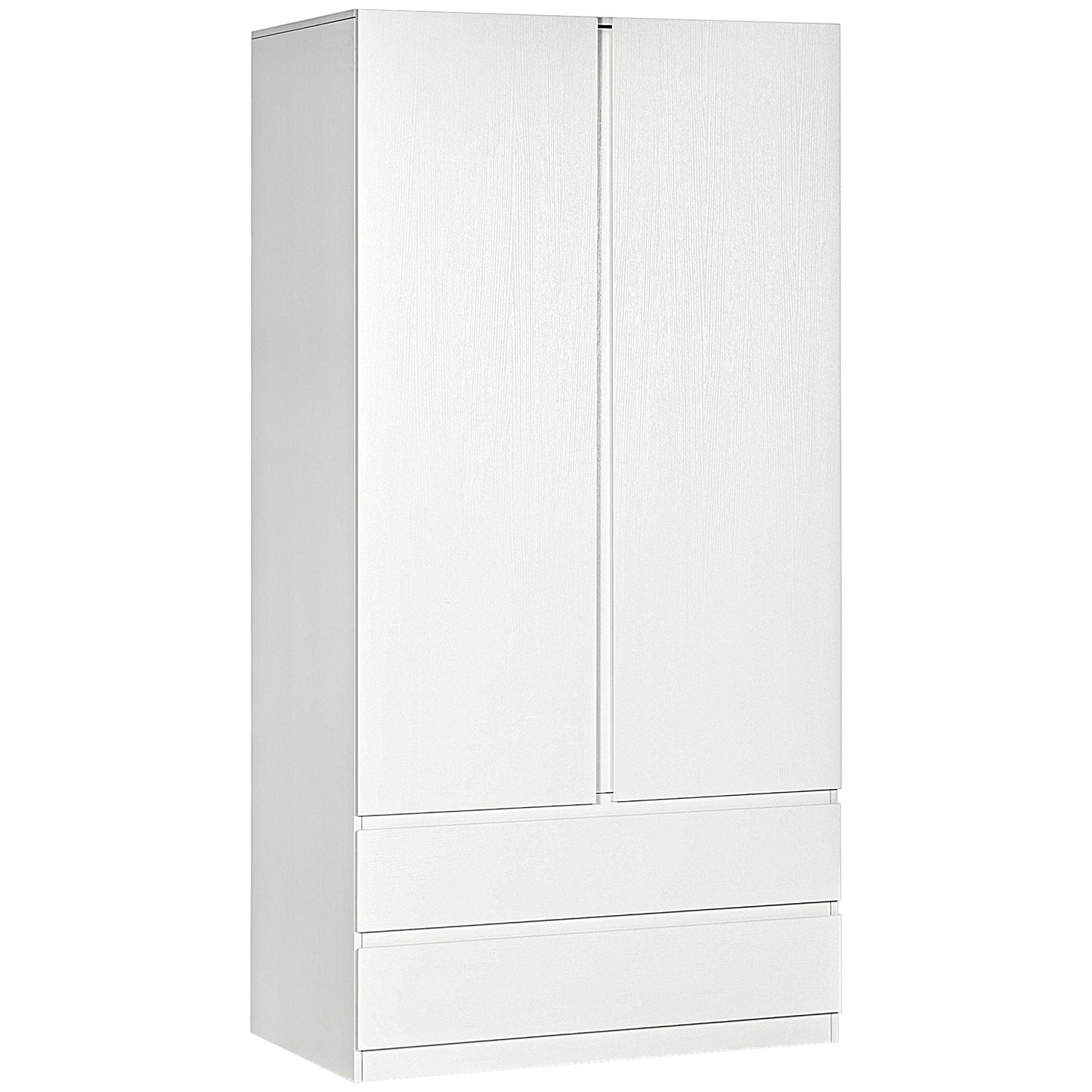 Wardrobe Wardrobe in white chipboard with hangers and 2 sliding drawers for bedrooms, 100x60x200 cm - Borgè