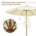 Outsunny garden umbrella with double roof, in bamboo wood and polyester, Ã˜325x250 cm, beige - Borgè