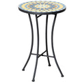Metal Garden Coffee Table with Mosaic Top, Ф35.5x53.5cm - Borge' Group Limited