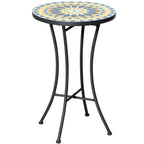 Metal Garden Coffee Table with Mosaic Top, Ф35.5x53.5cm - Borge' Group Limited