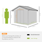Outsunny garden house with double sliding doors, in steel and pp, 277x195x192cm, silver - Borgè