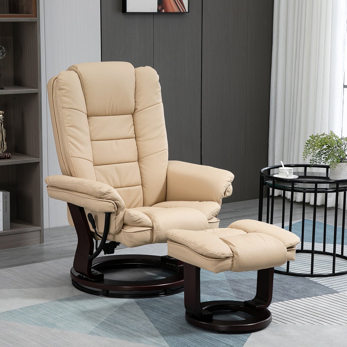 LIMO  | Cream Armchair with footrests | 360 ° Swivel and Reclining