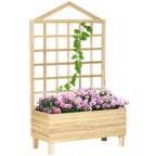 Outdoor Planter in Fir Wood with Trellis and Drainage Holes, 90x43x150 cm - Borge' Group Limited