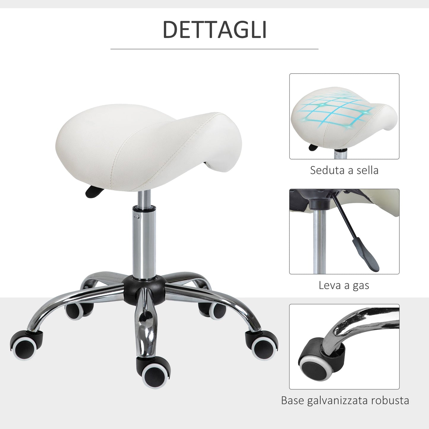 Stool for Beautician Hairdresser Happy Seat Sella 52 × 53 × 49-61cm cream - Borgè