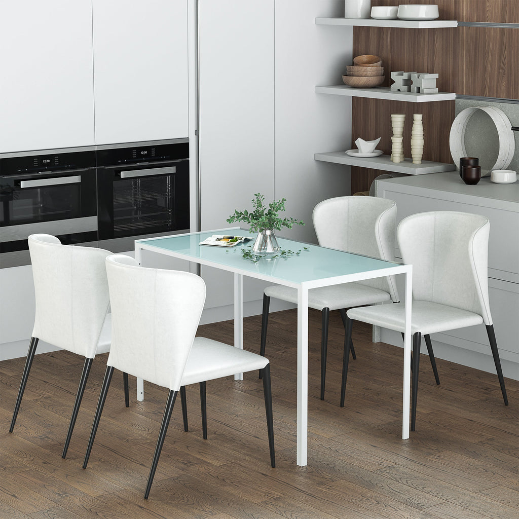 Modern Rectangular Table Metal structure and tempered glass top - white - Borgè
