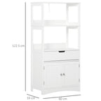 Kleankin Bathroom cabinet with shelves, locker and drawer in wood, white, 60x33x122.5cm - Borgè