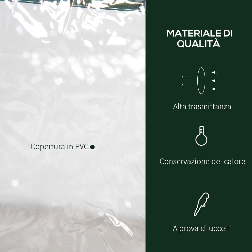 Outsunny mini greenhouse with plastic cover, steel frame with 3 shelves, 69x49x125cm, transparent - Borgè