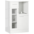 Modern Credenza With lockers and drawer, wooden saving kitchen and glass 60x40x95cm, white - Borgè