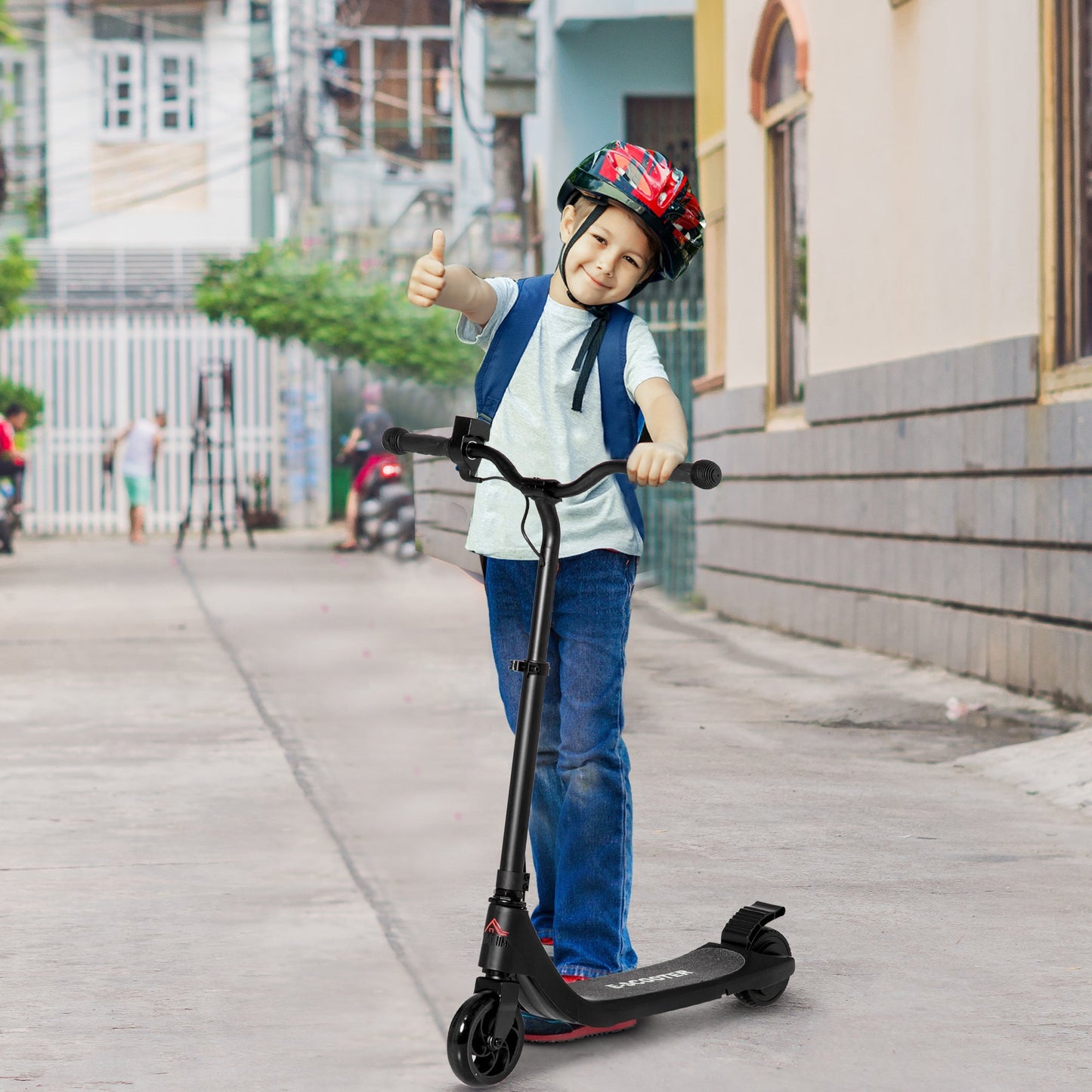 electric scooter at adjustable height for children 6+ years, 76x53x90-95cm, black