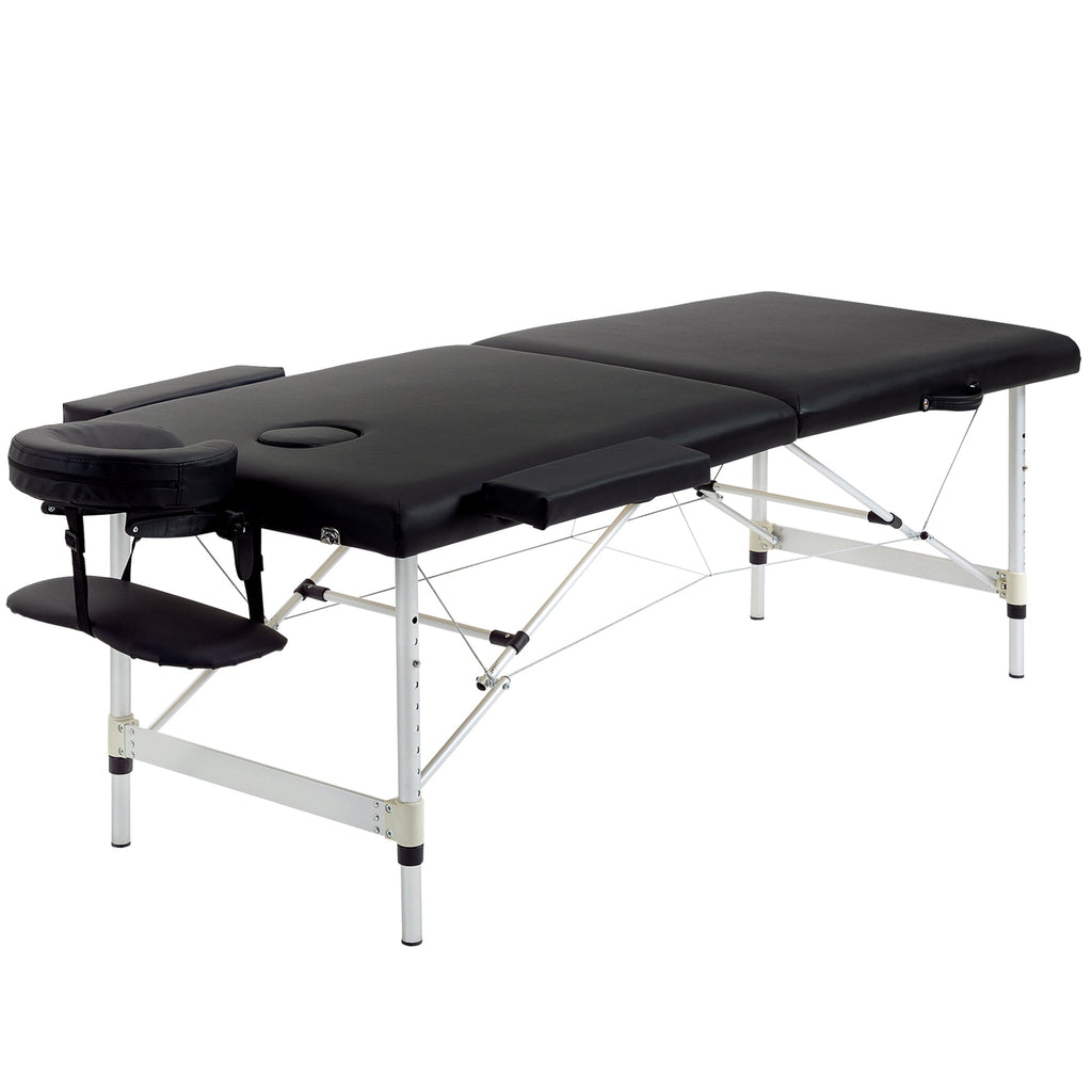Professional Foldable Massage Table, Massage Table with Adjustable Height and Carrying Bag for Beautician and Therapist, Black - Borge' Group Limited