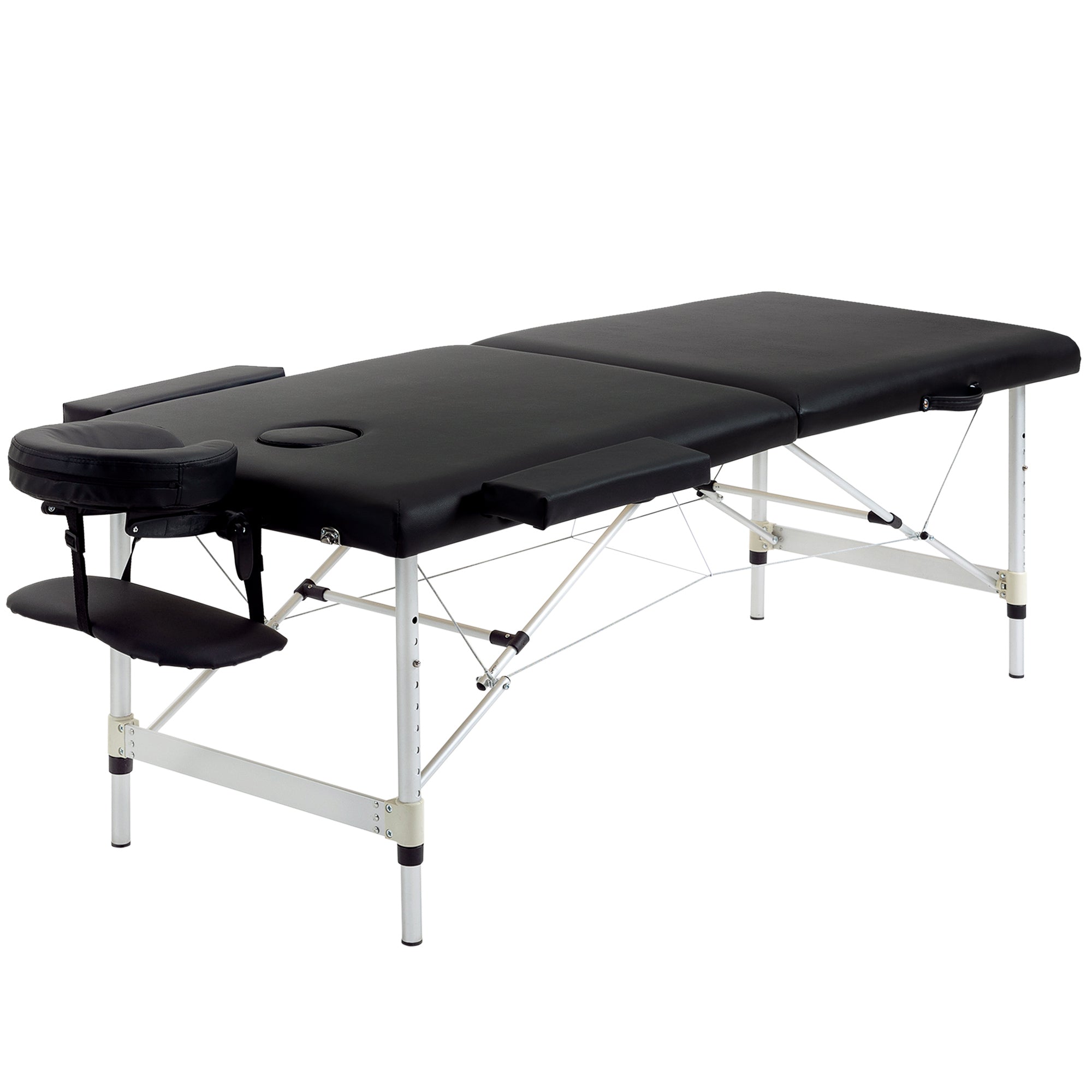 Professional Foldable Massage Table, Massage Table with Adjustable Height and Carrying Bag for Beautician and Therapist, Black - Borge' Group Limited