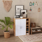 Multiuse cabinet with 2 adjustable shelves white and light wood adjustable shelves - Borgè