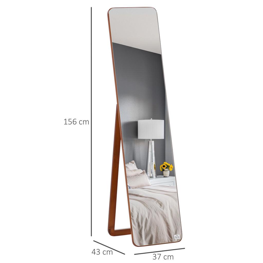 mirror from the ground and wall with wooden structure, folding support with zipper, 37x43x156cm, clear walnut - Borgè