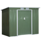 Steel Garden House with Double Sliding Door and air intakes, 213x130x173 cm, green - Borge' Group Limited