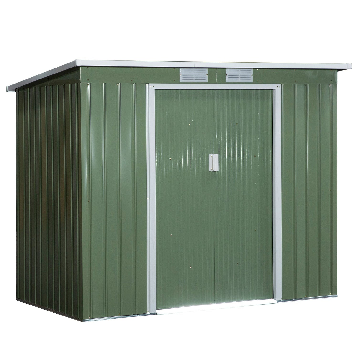 Steel Garden House with Double Sliding Door and air intakes, 213x130x173 cm, green - Borgè