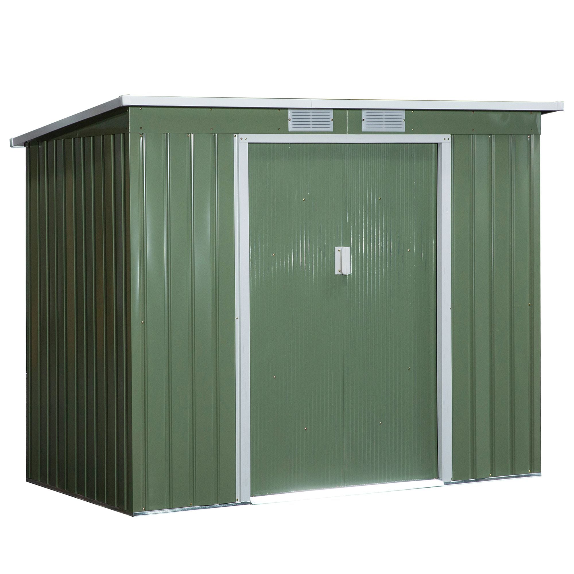 Steel Garden House with Double Sliding Door and air intakes, 213x130x173 cm, green - Borge' Group Limited