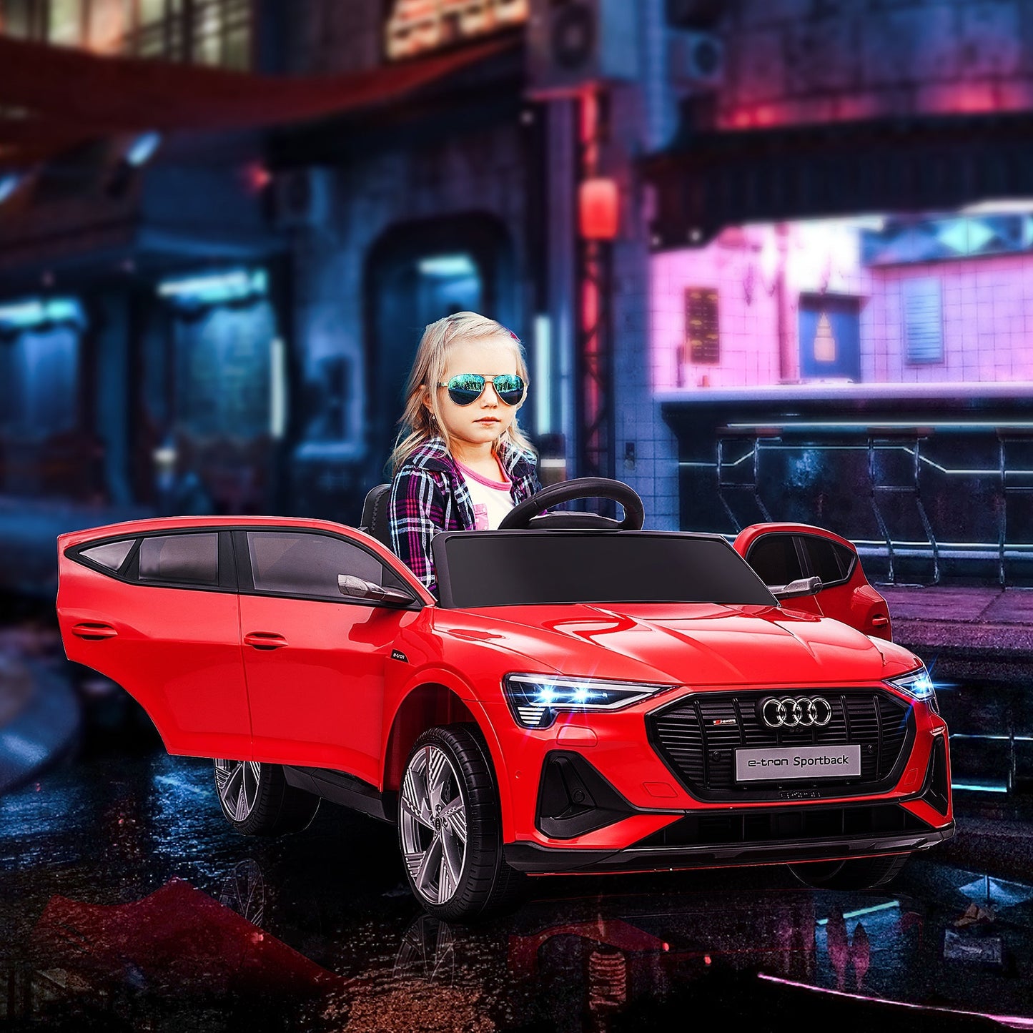 AUDI - Electric Car for Children 12V with Remote Control, Speed 3-8km/h, Lights and Music, Age 3-5 Years, Red - Borgè