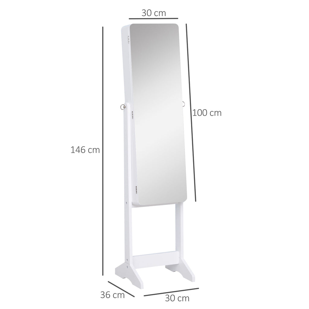Wardrobe Wardrobe and Trucchi with mirror and LED lighting, white, 30x146x36cm - Borgè
