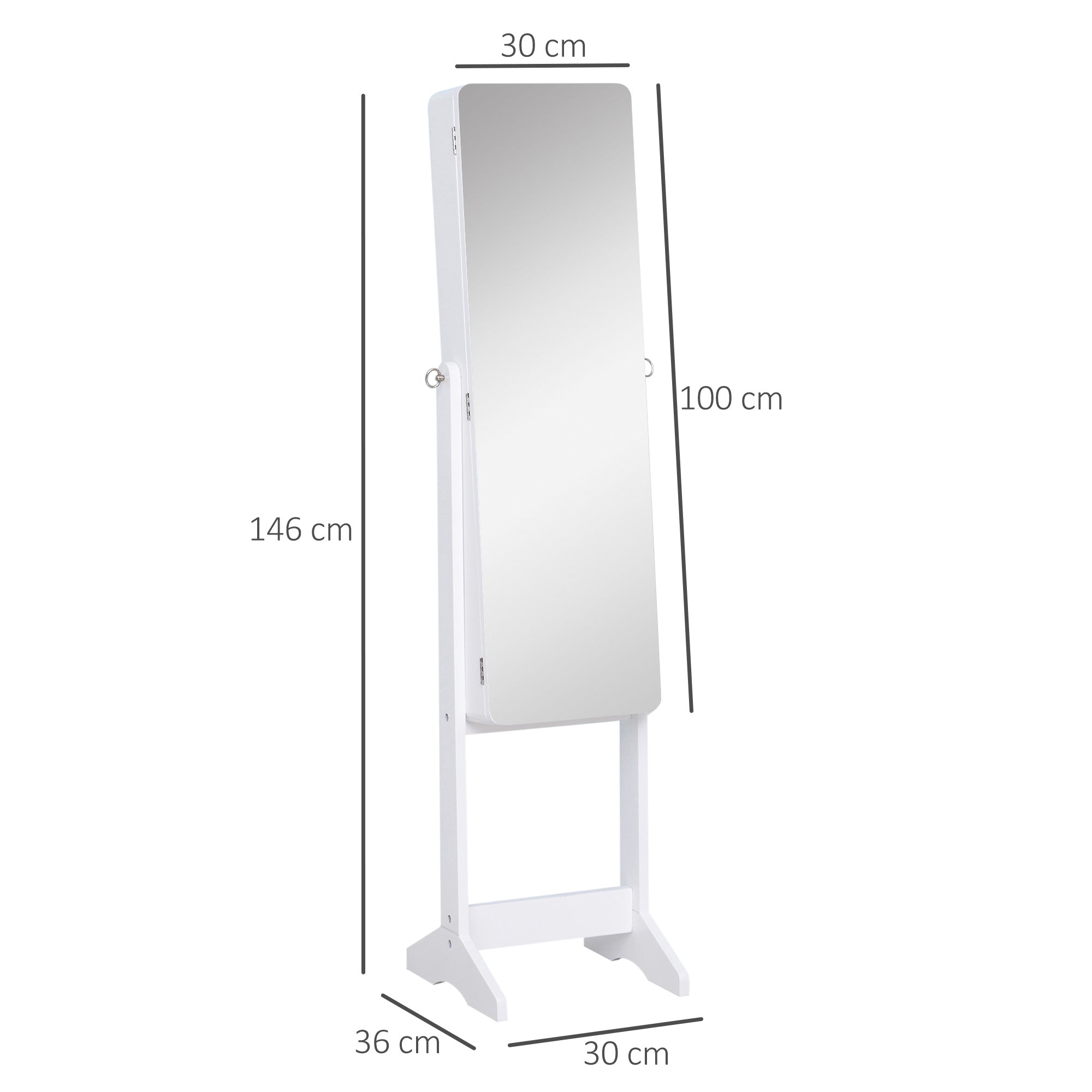 Wardrobe Wardrobe and Trucchi with mirror and LED lighting, white, 30x146x36cm - Borgè