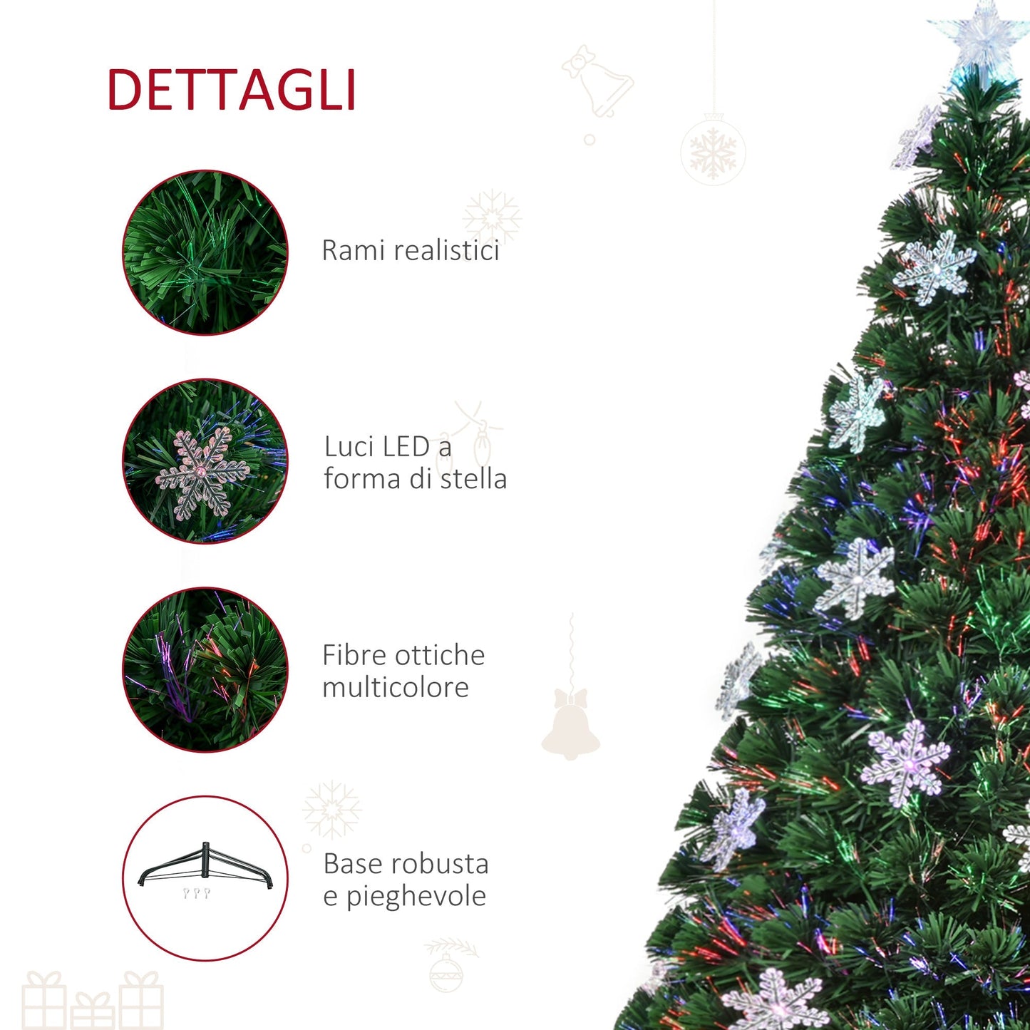 Christmas tree 20 Snow crystal LED lights 150cm - Borgè