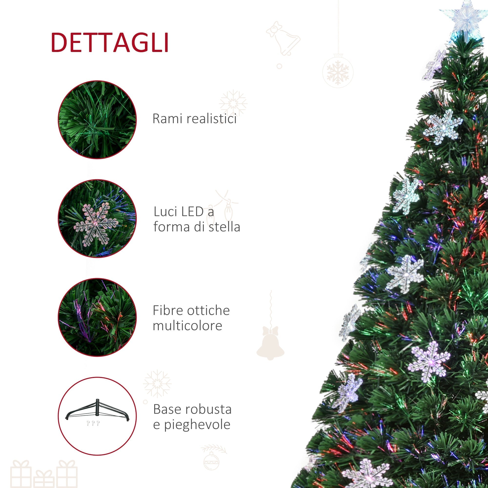Christmas tree 20 Snow crystal LED lights 150cm - Borgè