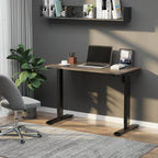 Height Lifting Desk with Anti-Collision Design, Electric Adjustment PC Desk, Black Metal Teak Wood - Borgè
