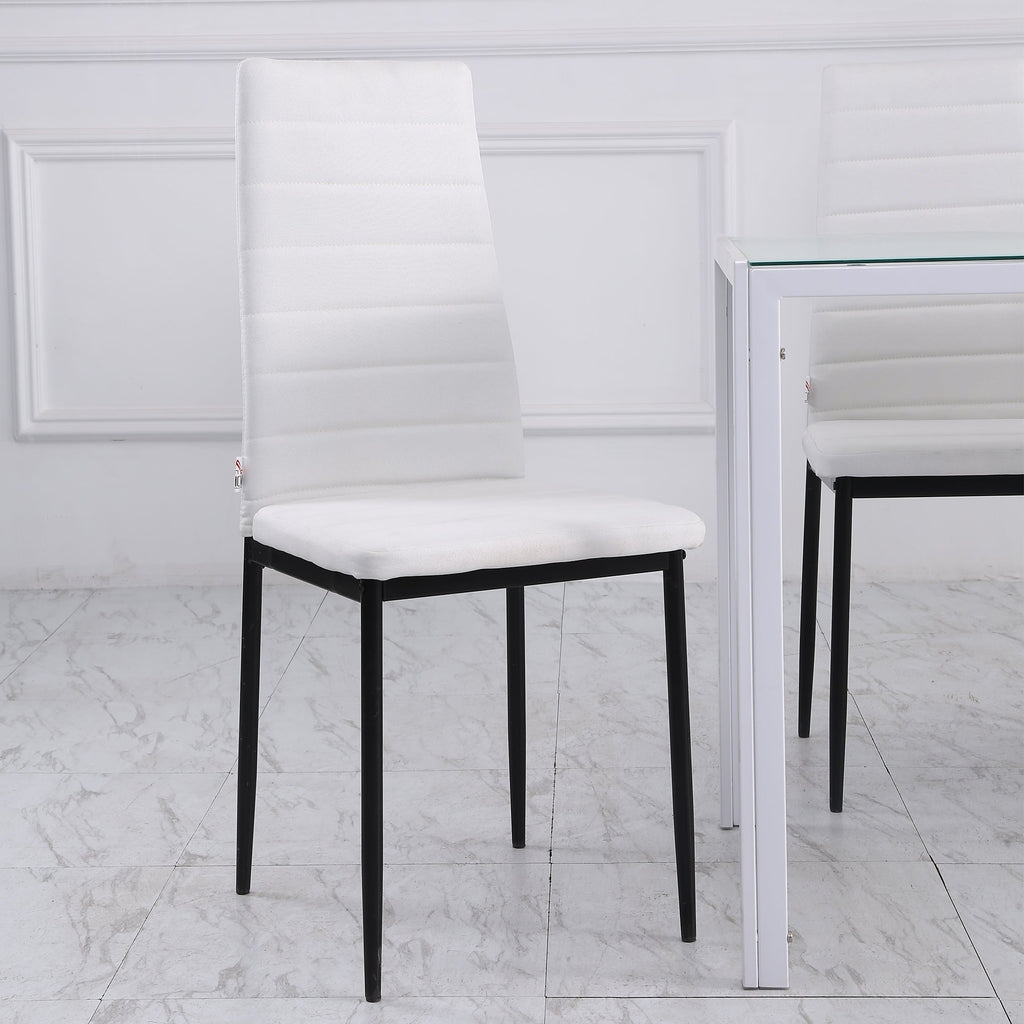 Homcom Set 4 Padded Modern Style Chairs in Metal and Fabric - White - Borgè