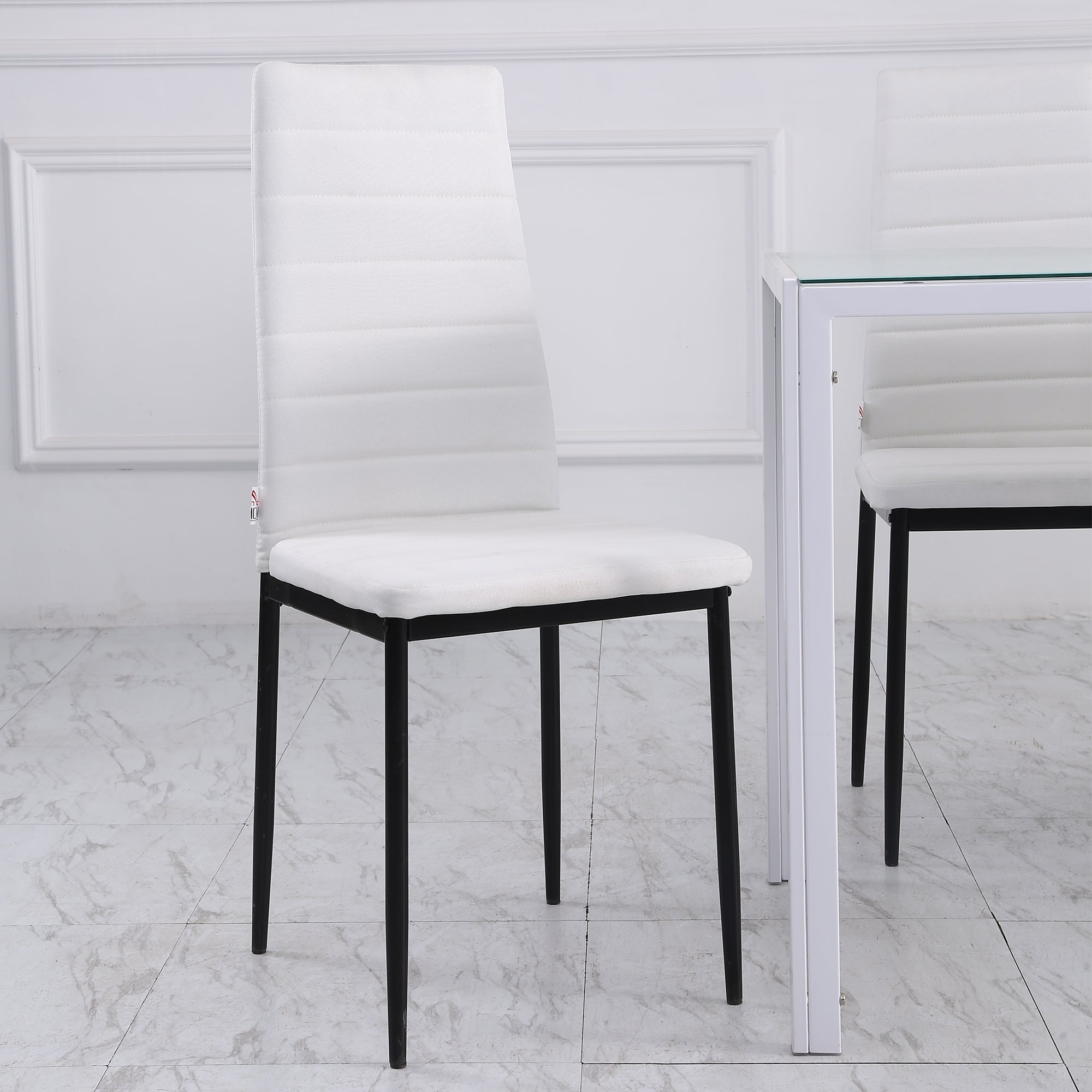 Homcom Set 4 Padded Modern Style Chairs in Metal and Fabric - White - Borgè