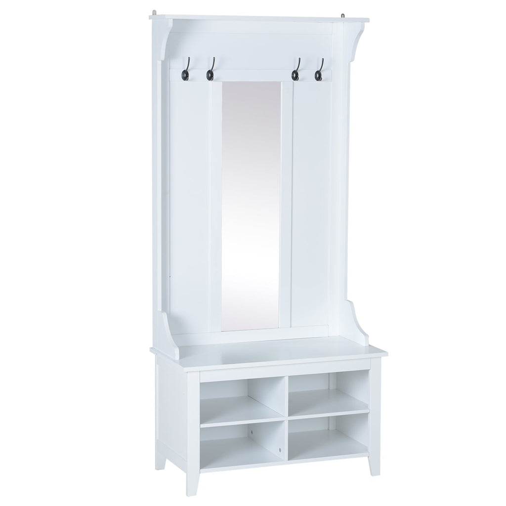 BELLINI | White Entrance Hall Wall Unit with Hangers and Shoe Rack | 80x40x170cm - Borgè