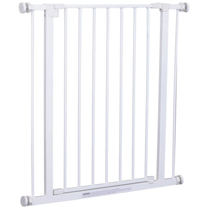 PAWHUT Safety gate for enlargeable animal easy installation with resistant steel pressure supports with a 76x76-82cm white powder painted white powder finish - Borgè