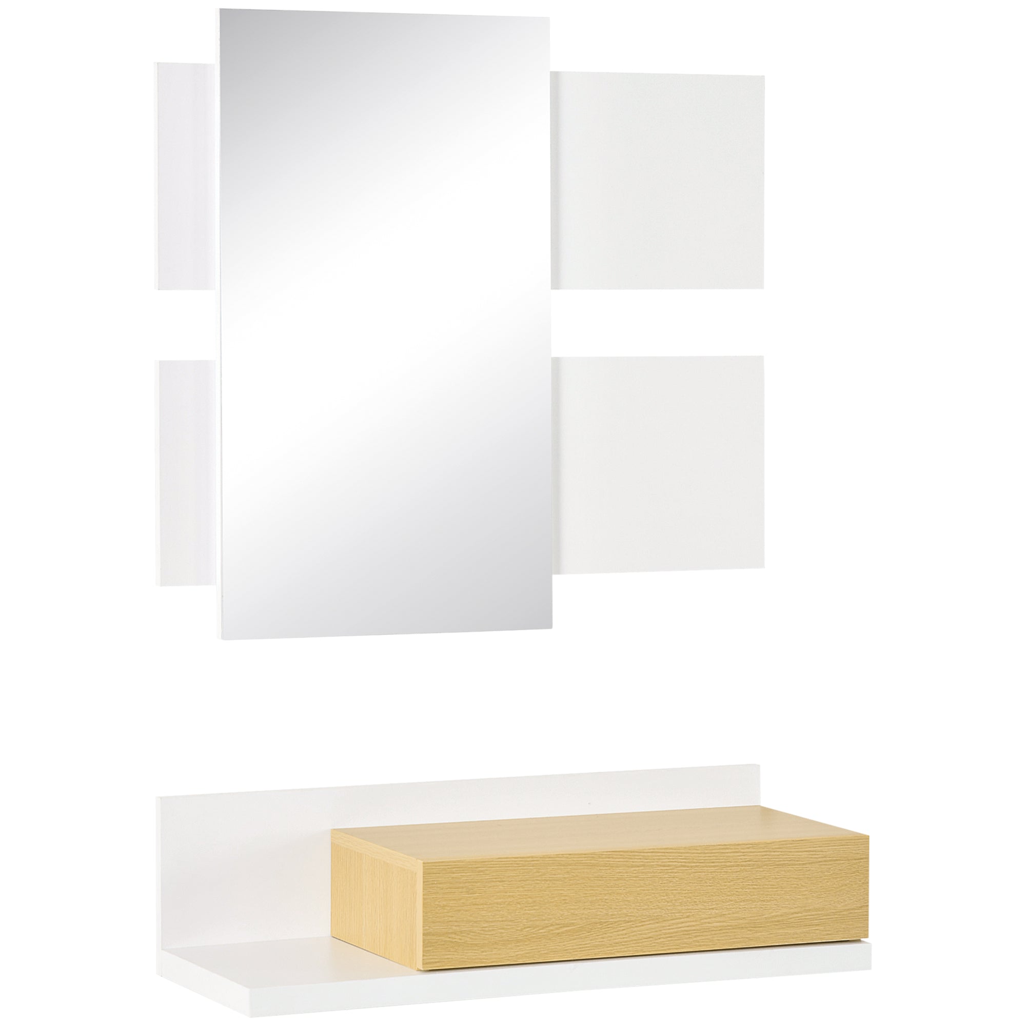 set entrance furniture with mirror 40x70cm and wooden drawer with wall fixing - Borgè