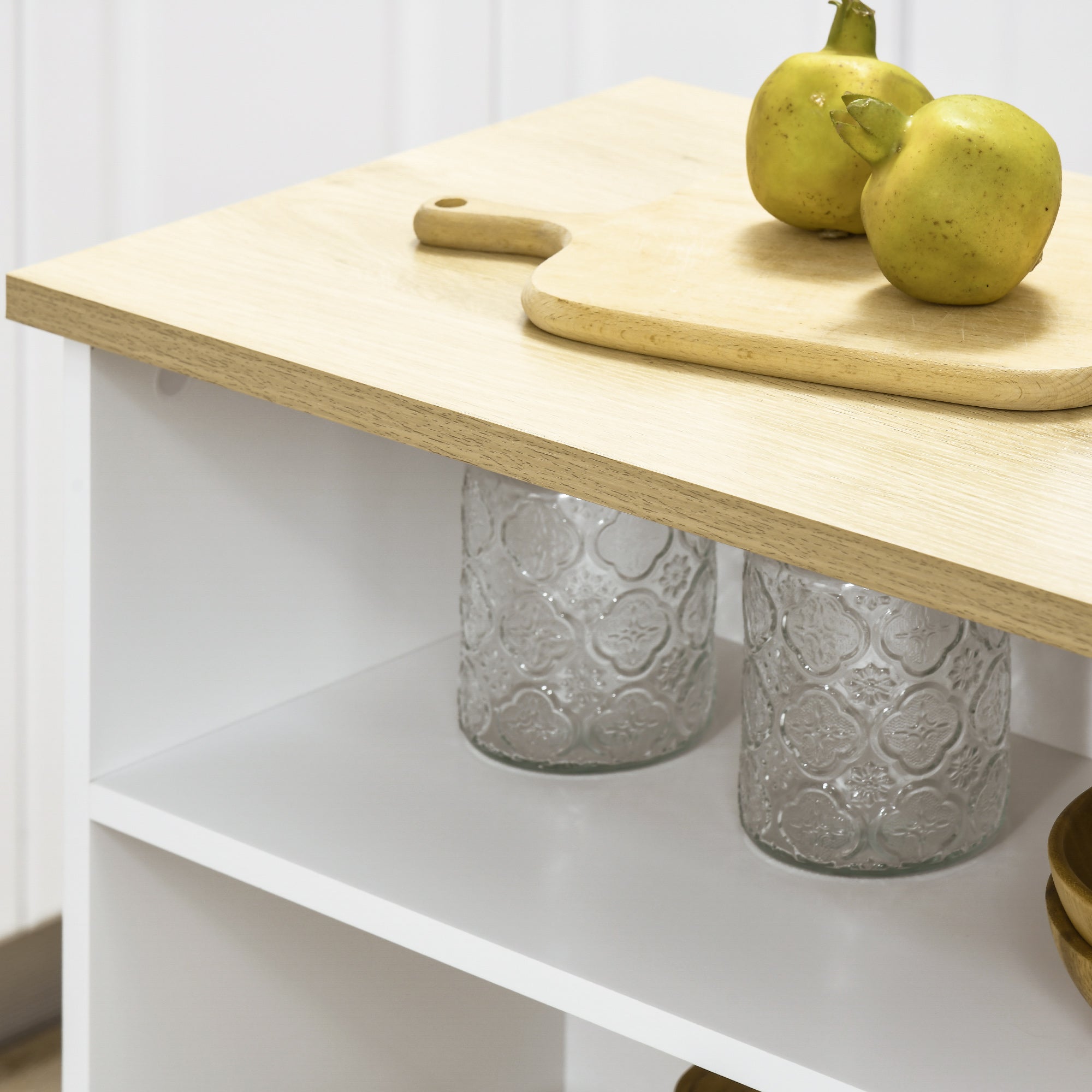 Homcom Modern Bar Table in MDF for 2 people with 4 open shelves and locker, 116x79.5x91 cm - Borgè