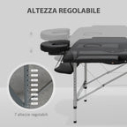 Beauty Bed / Portable Folding Massage Table with Adjustable Height and Padded Seat, 186x71x62-83 cm, Black - Borge' Group Limited