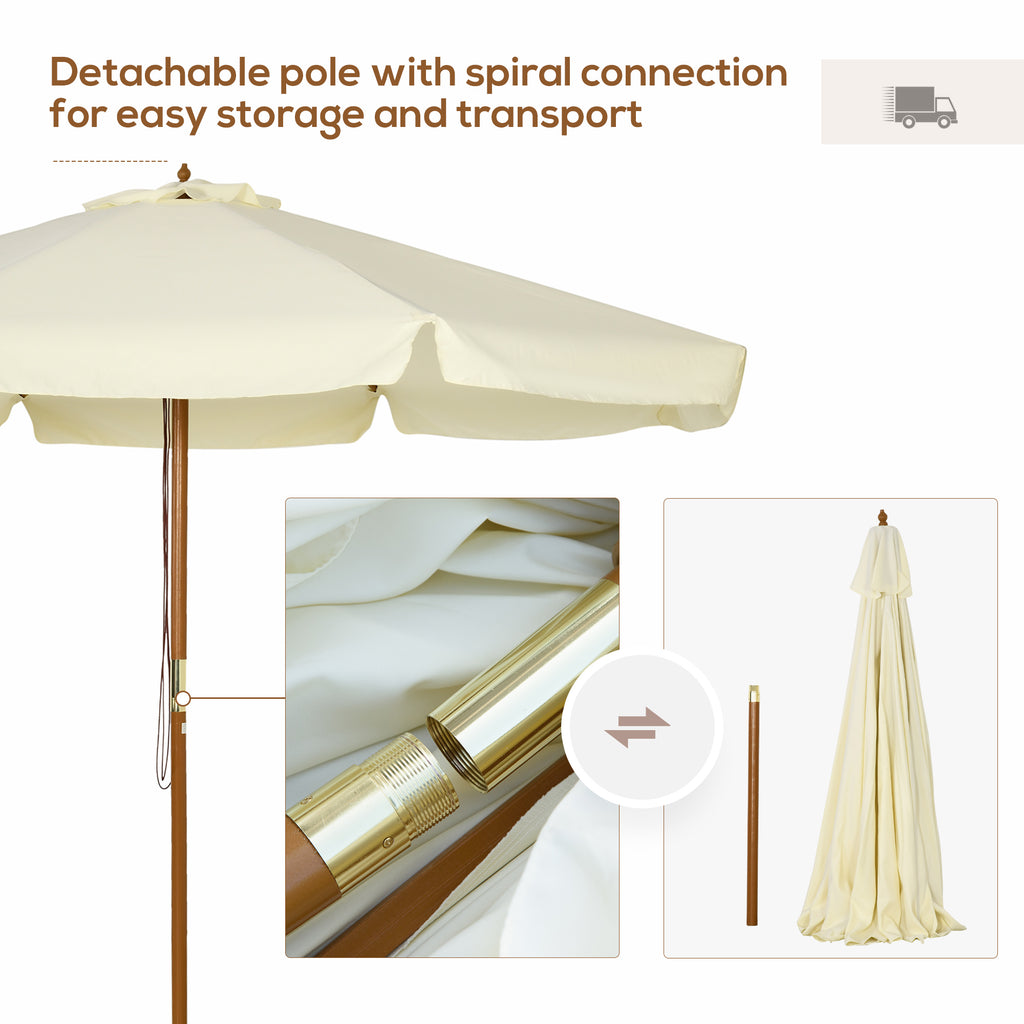 Outsunny garden umbrella with double roof, in bamboo wood and polyester, Ã˜325x250 cm, beige - Borgè