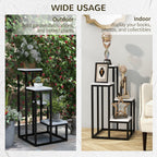 Outsunny shelf for 4 -level plants in steel and wood, 34x34x70cm, black and white - Borgè