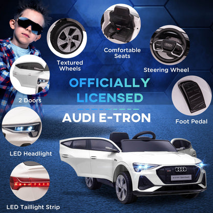 AUDI - Electric Car for Children 12V with Remote Control, Speed 3-8km/h, Lights and Music, Age 3-5 Years, White - Borgè