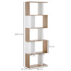 Homdom Modern Wall Library 5 Black Wooden Woodlings, 60x24x184.5cm - Borgè