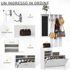 Homcom Modern Entry Mobile Wardrobe Set AppendaBiti, Mirror and Scarp 3 in 1, in white wood - Borgè