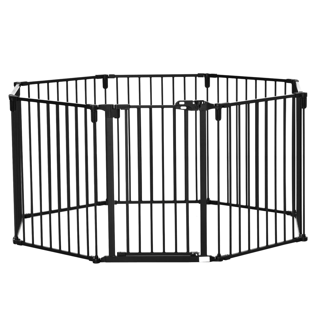 8 Section Folding Dog Safety Gate, Self-Locking & Locking System, Black - Borge' Group Limited