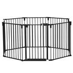 8 Section Folding Dog Safety Gate, Self-Locking & Locking System, Black - Borge' Group Limited