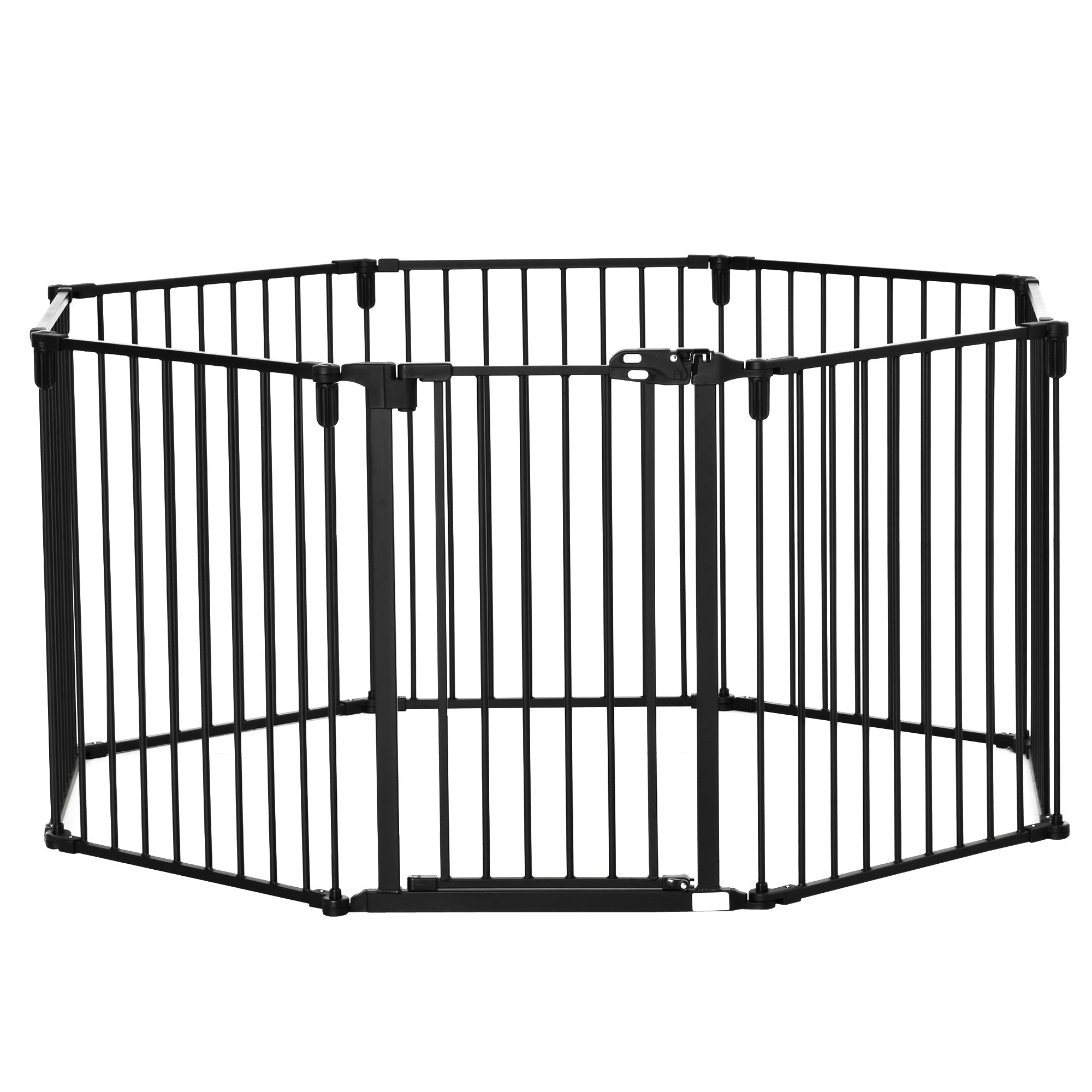 8 Section Folding Dog Safety Gate, Self-Locking & Locking System, Black - Borge' Group Limited