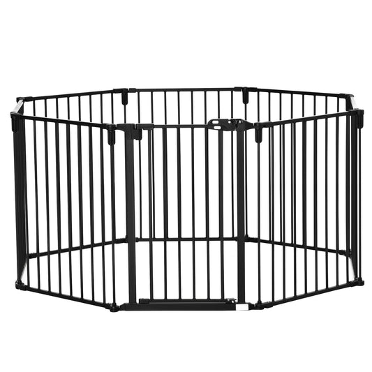 PAWHUT Folding Safety Cancellet 8 Sections, Cancellino Barrier For Dogs in Steel - Black - Borgè