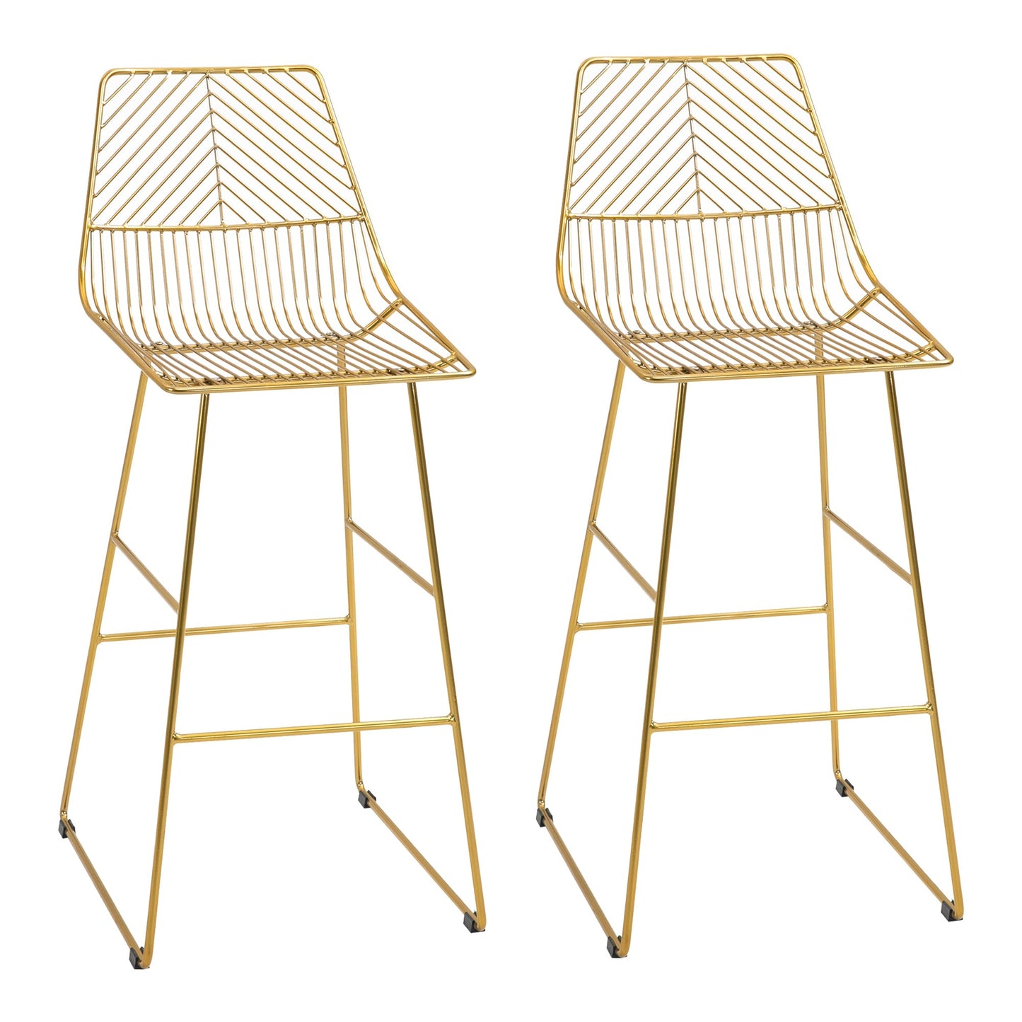 Set of 2 high stools with Gold Metal Footrests